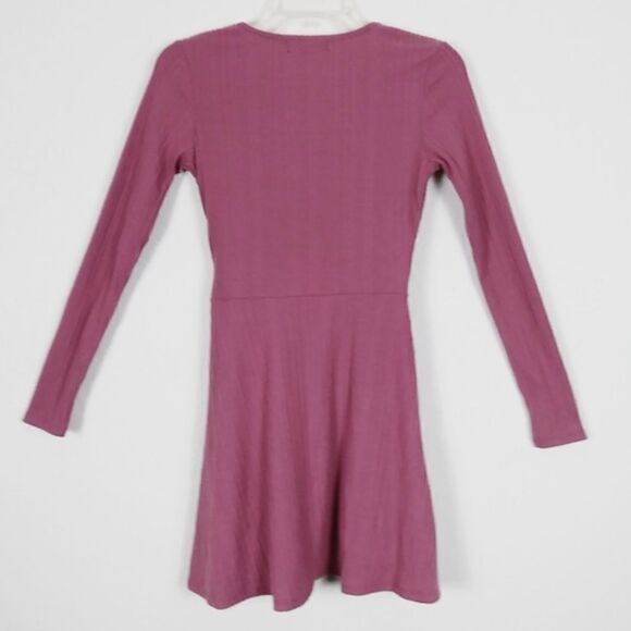 Forever 21 Mauve Pink Ribbed Long Sleeve Wrap Dress - Picture 2 of 6